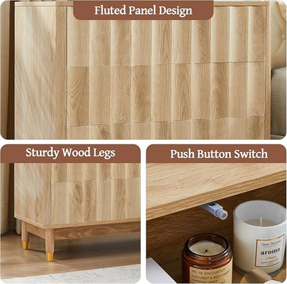Bifins Fluted 3 Drawer Dresser, 31.5" Wide Modern Storage Chest of Drawers, Wood Drawer Organizer for Bedroom, Living Room, Hallway