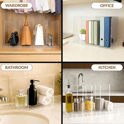 Adjustable Bag & Purse Organizer for Closet | Clear Shelf Dividers for Closet Organization, Vertical Handbag Separator for Sweater, Shirts & Clutches, Perfect for Bedroom, Living Room, Home