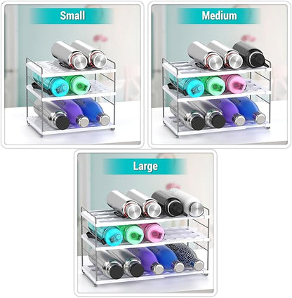 YAN & HIN 2 Packs Extendable Pantry Organizers and Storage, Kitchen Cabinet Organizer, 3-Tier Adjustable Height, Hold 15 Bottles - Water Bottle, tupperware, Fridge, Kitchen countertop Organizer