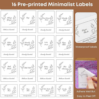 4 Pack Clear Laundry Pods Container & Dryer Sheet Holder, Plastic Square Laundry Room Organization and Storage Jars with Lids, Scoops & Labels for Detergent, Powder, Dryer Balls, Beads