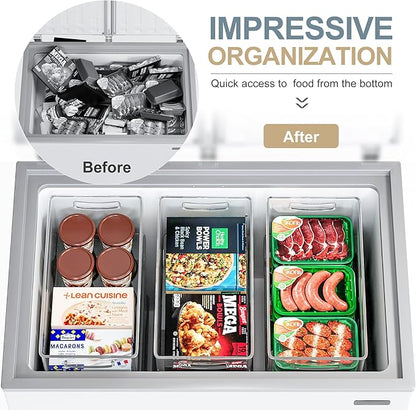 Heyuzb 8 PACK Freezer Organizer Bins Clear Stackable Storage Bins with Side Handles Refrigerator Organizers and Storage Home Organization Must Haves