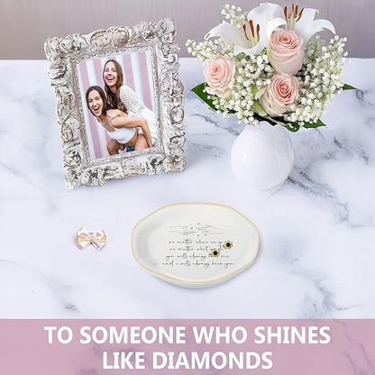 MQPPKJ Ceramic Jewelry Dish for Women - Unique Friendship Gifts with Inspirational Quote-No Matter Where We Go, No Matter What We Do, Gift for Bestie, BFF, Sister, Mother's Day, Birthday, Christmas