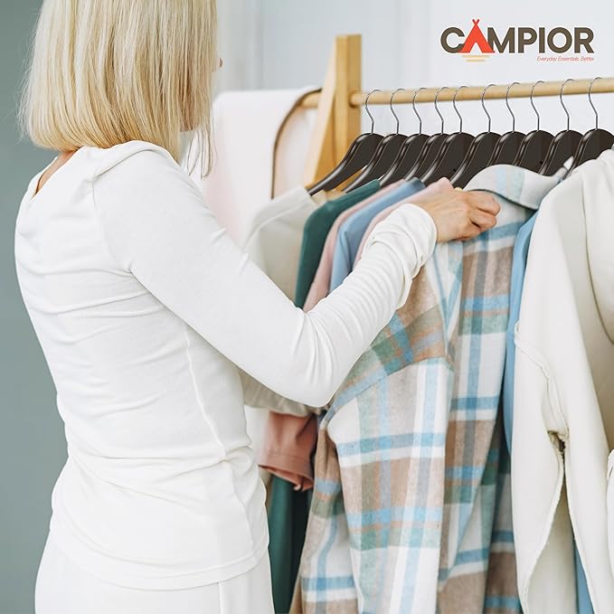 Vintage Wooden Hangers 80 Pack – Heavy-Duty with 360° Swivel Hook, Non-Slip, Pants Bar & Shoulder Grooves - Wooden Hangers for Suits, Jackets, Dresses & Camisoles, Space-Saving and Smooth Finish