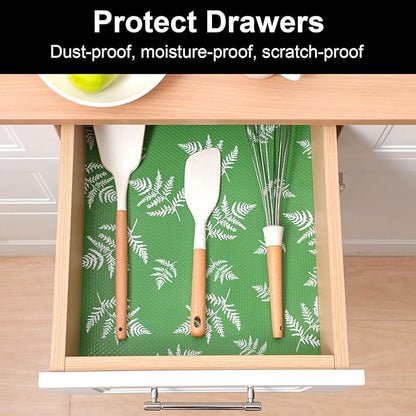 Cooyes Shelf Liner Drawer Liners, Shelf Liners for Kitchen Cabinets, Non Adhesive Cabinet Liner, EVA Waterproof Non-Slip Refrigerator Liners for Kitchen, Drawer（17.5" W x 360" L）
