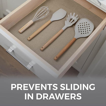 HOME GENIE Shelf Drawer and Cabinet Liner, Durable with Strong Grip, 17.5 in x 20 FT, Non Adhesive Liners Protect Kitchen Cabinets and Cupboard, Bathroom Drawers and Shelves, Desks, Light Taupe