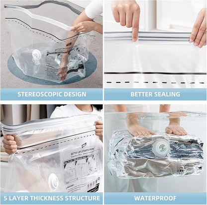 TAILINK Cube Vacuum Storage Bags, 8 Pack Medium Size (25x19x11 inch), Vacuum Seal Bags for Clothing, Compression Packing for Clothes, Blankets, Baby Clothes, No Pump Needed