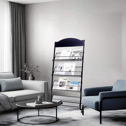 Yinghao Floor Standing Magazine Rack, 4 Layer Iron Magazine Rack Floor, Suitable for the Display of Brochures or Documents in Exhibitions, Shopping Malls, Hospitals, Offices