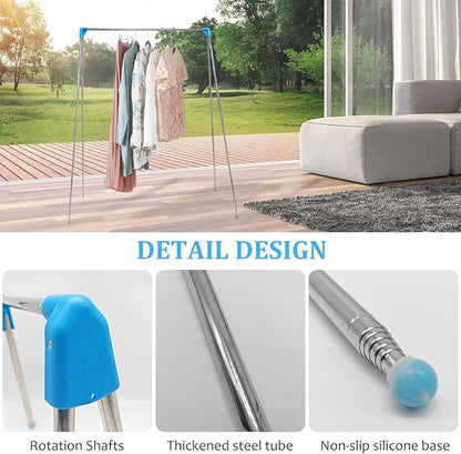 Portable Clothes Drying Rack Travel Garment Rack Clothes Drying Rack Foldable, Stainless Steel Clothes Rack, Compact and Lightweight for Travel, Camping, Laundry, Drying, RV, Indoor, Outdoor