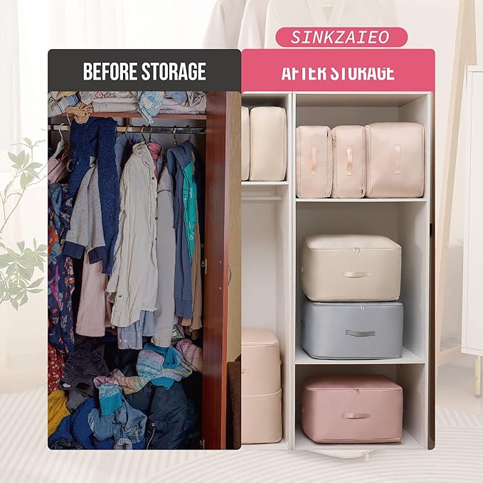 Ultra Space Saving Self Compression Organizer,Packing Cubes,Waterproof And Moisture-Proof,High Capacity,For Blankets Clothes Duvet Comforter（Pink 21.2 * 16.2 * 23.6 In-2pcs）