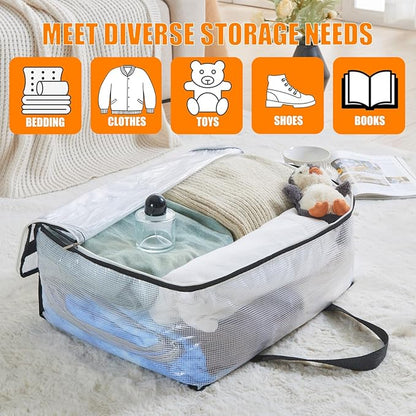 MKOKYD 40L Clear Storage Bags for Blanket, Clothes, Comforter, Bedding, Sheet, Pillow - Closet Organizers and Storage Containers, Under Bed Storage Bag with Zipper (Black, 6 Pack)