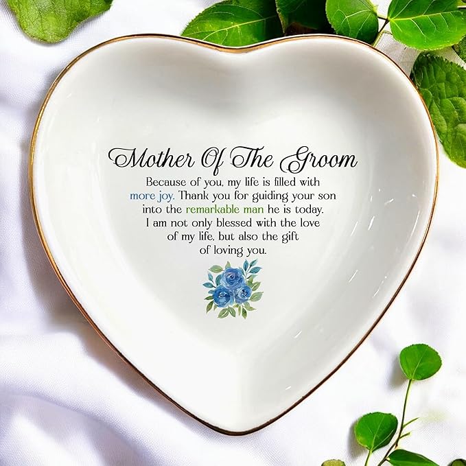 Wedding Ring Dish Jewelry Trinket Tray for Mother-in-law,Bridesmaid,Mother of the Bride/Groom-Engagement,Bridal Shower,Bachelorette Gifts for Couples,Mr. Mrs. (Mother of the Groom 1)