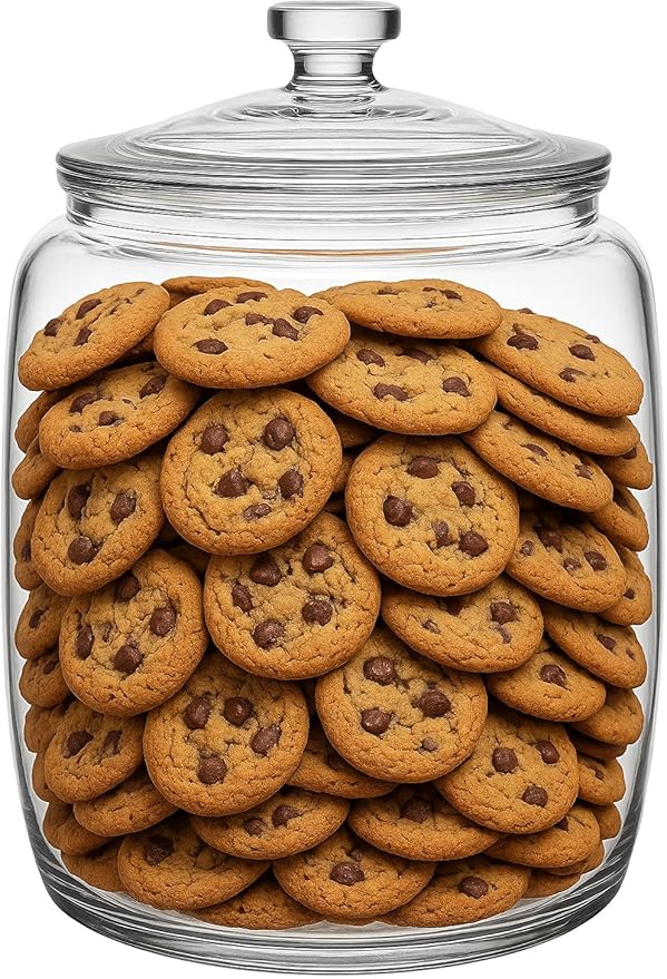 kitchentoolz 2.5 Gallon Extra Large Glass Cookie Jar with Airtight Lid – XL Clear Storage Container for Bulk Cookies, Candy, Flour, Dog Treats & More – Oversized Jar for Kitchen or Laundry Room
