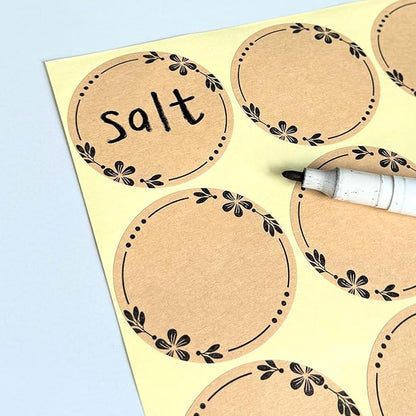 300 Pieces, 2 inch - Canning Labels for Mason Jars, Brown Kraft Jar Stickers to Write On
