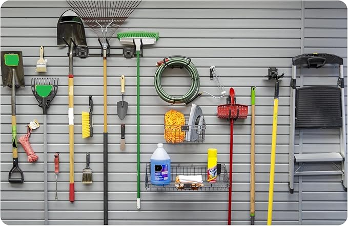HandiWall Basic Accessory Kit with Locking Brackets for Garage Slatwall Panel Organization