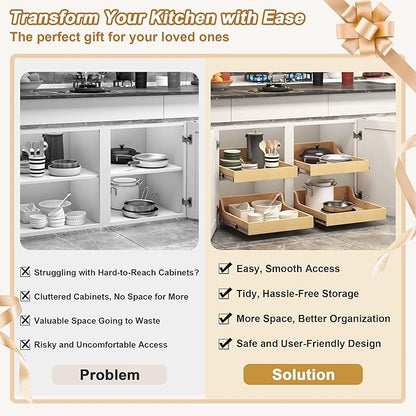 ALINE FURNITURE Birch Pull Out Drawers for Cabinets, 15" W x 21" D x 6" H Soft-Close Slide Out Drawer for Kitchen Cabinets, Pull Out Shelves, Pantry Cabinet Organizer, with Pre-Drilled Wood Template