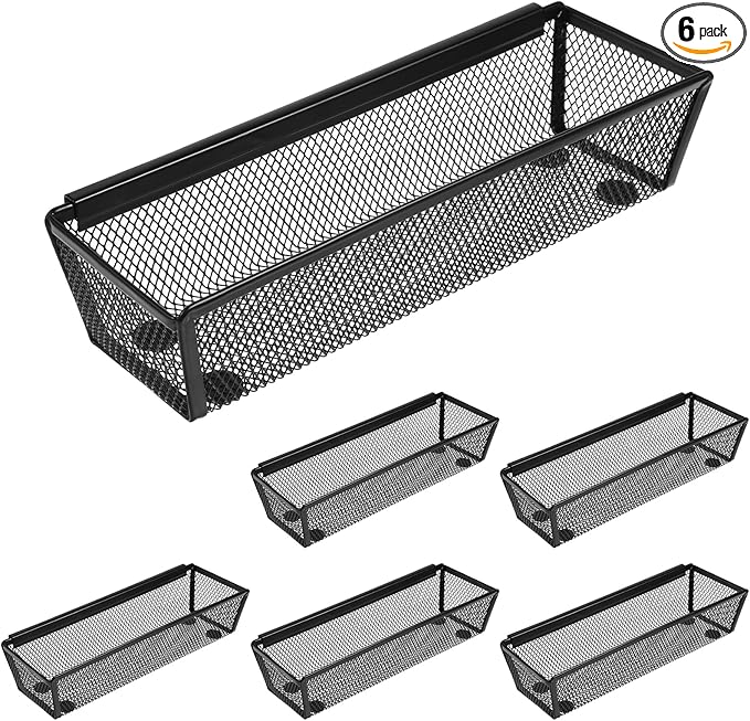 Mesh Utensil Drawer Organizer, 6 Pcs, 8.8 x 3 x 2 Inches, Black