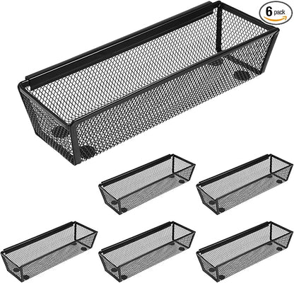 Mesh Utensil Drawer Organizer, 6 Pcs, 8.8 x 3 x 2 Inches, Black