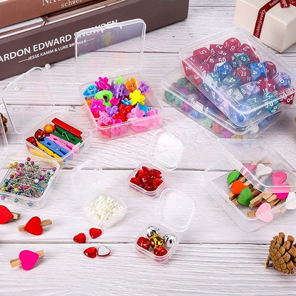 24 Packs Small Clear Plastic Beads Storage Containers Box with Hinged Lid for Storage of Small Items, Crafts, Jewelry, Hardware(2.12 x 2.12 x 0.79 Inches)