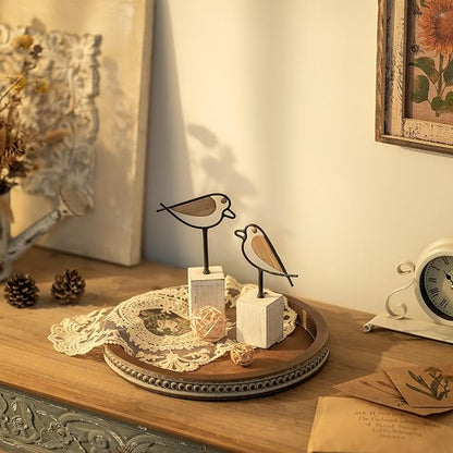 Hanobe Candle Tray Holder Decorative: Round Coffee Table Home Decor Centerpiece Boho Serving Trays for Living Room Kitchen