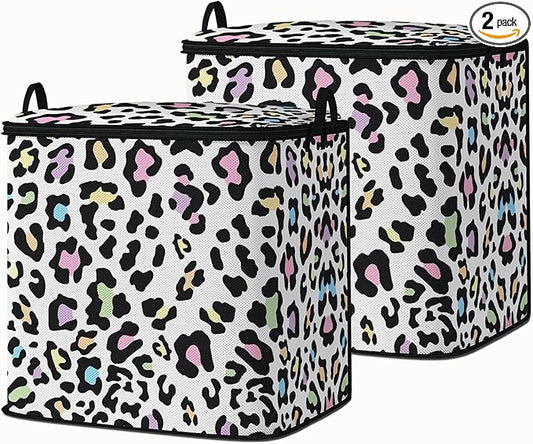 Large Comforter Storage Bag with Zipper,Closet Organizer for Clothes/Blankets/Quilts/Pillows,Fabric Moving Bags with Portable Handles 95L(2-Pack)