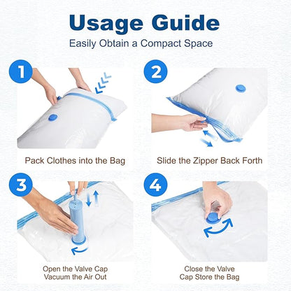 HOUSE DAY 10 Large Vacuum Storage Bags with Pump,Space Saving Vacuum Seal Bags For Clothing Travel, Vacuum Storage Bags For Clothes, Comforters, Blankets, Pillows, Moving, Reusable & Durable,Hand Pump