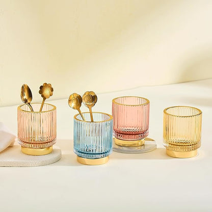 LEICURACE Makeup Brush Holder Organizer,Toothbrush Holders,Desk Pen Pencil Holder,Multifunctional Vintage Glass Brush Cup(A3-33-US)