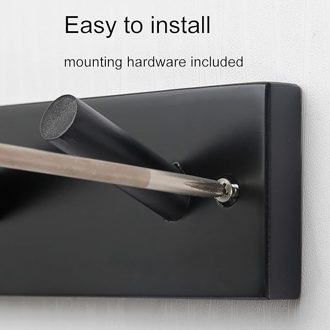 WEBI Coat Rack Wall Mounted,16" Hole to Hole,Coat Hanger Wall Mount with 5 Hooks for Hanging Coats,Hook Rack Peg Rail for Hats,Jacket,Clothes,Towels,Black,2 Packs