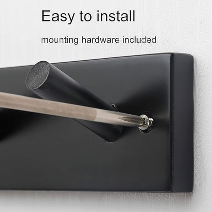 WEBI Coat Rack Wall Mounted,16" Hole to Hole,Coat Hanger Wall Mount with 5 Hooks for Hanging Coats,Hook Rack Peg Rail for Hats,Jacket,Clothes,Towels,Black,2 Packs
