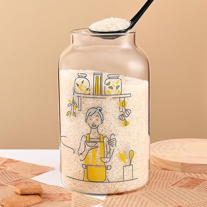 2ps Large Glass Storage jars, Flour Jars, With Airtight Bamboo Lids, Perfect For Kitchen Corners, Suitable For Storing Sugar, Coffee, Rice, and Nuts (95 FL OZ/2800 ml)