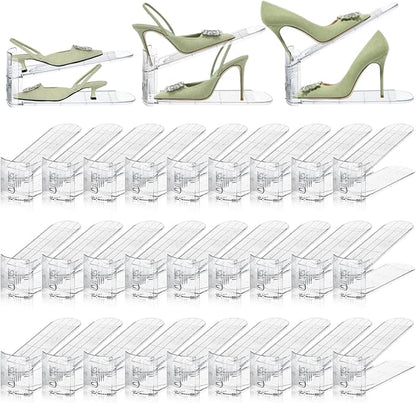 Shoe Slots Organizer,30 Pack Transparent Shoe Stacker Adjustable Shoe Slot Organizer Space Saver Shoe Rack Holder Shoe Storage Organizers for Closet,Transparent