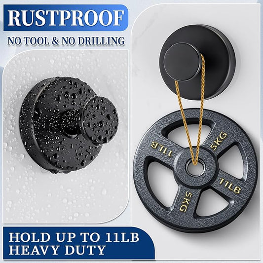 warlve Suction Cup Hooks No Drill Stainless Steel Shower Hooks Towel Hook Heavy Duty on Smooth and Non-Porous Surfaces in Bathrooms Kitchen Bedroom (2, Matte Black)