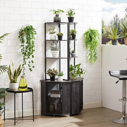 VECELO Corner Cabinet, Tall Storage Shelf, Bookshelf Display Shelves Rack for Living Room, Kitchen, Balcony, Small Space