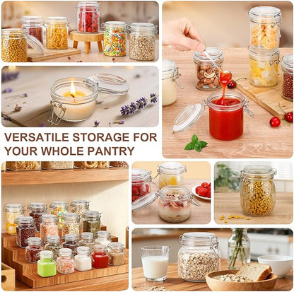 25oz Airtight Glass Jars with Lids, Set of 6 Food Storage Containers & Canisters, Clear Mason Jars with Clamp Seal for Canning, Cereal, Coffee, Pasta, Sugar, Beans & Spices