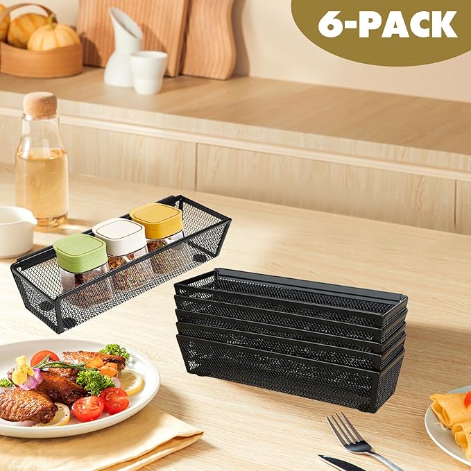 Mesh Utensil Drawer Organizer, 6 Pcs, 8.8 x 3 x 2 Inches, Black