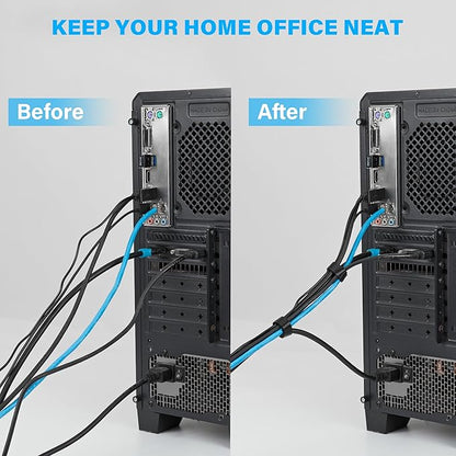 12 Inch Black Cable Ties 50 PCS Reusable Fastening Cable Straps Adjustable Hook & Loop Organizer Straps Cords Management for Home, Office and Data Centers