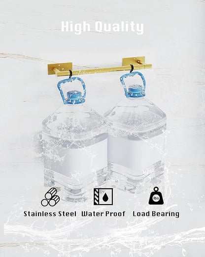 Paper Towel Holder Under Cabinet, Self Adhesive or Wall Mounted SUS304 Stainless Steel Paper Towel Holder for Kitchen, Bathroom, Farmhouse, Barbecue and Laundry (Brushed Gold)