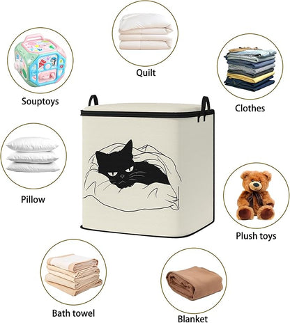 Large Comforter Storage Bag with Zipper,Closet Organizer for Clothes/Blankets/Quilts/Pillows,Fabric Moving Bags with Portable Handles 95L(2-Pack)