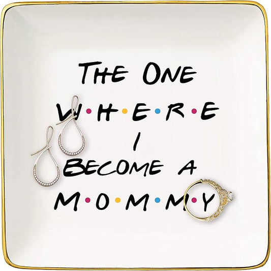 Mother's Day Gift for Mom-New Mommy Gift,First Time Mom Present,Mum to Be,Promoted to Mum,Baby Shower Present for New Mother,Pregnancy Announcement,Jewelry Tray,Ring Dish,Trinket Holder