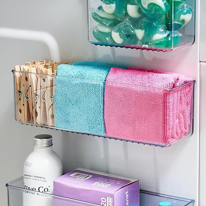 iDesign Magnetic Medium Clear Plastic Organizer Bins for Laundry Room Storage - 2-Pack