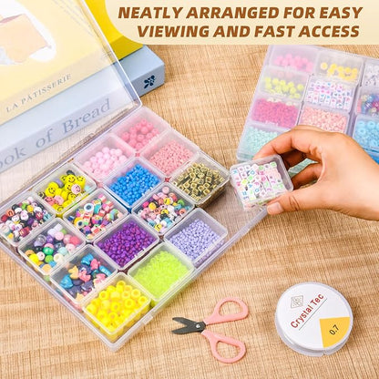 Cokapo Bead Organizer Box, 64 Pcs Clear Bead Storage Containers, Craft Organizers and Storage with Hinged Lids and Labels, Small Plastic Containers Boxes for Jewelry, Seeds, Nail Art, Small Parts