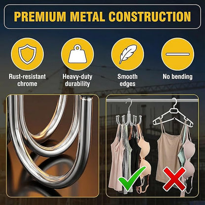 Rotatable Belt Hanger & Closet Organizer, 2 Pack - 48 Storage Capacity, 360° Swivel Hooks, Heavy-Duty Metal Holder for Bras, Tops, Ties, Scarves