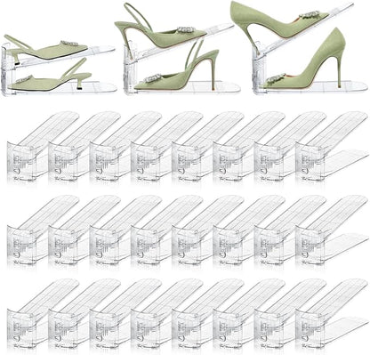 Shoe Slots Organizer,24 Pack Transparent Shoe Stacker Adjustable Shoe Slot Organizer Space Saver Shoe Rack Holder Shoes Storage Organizers for Closet,Transparent