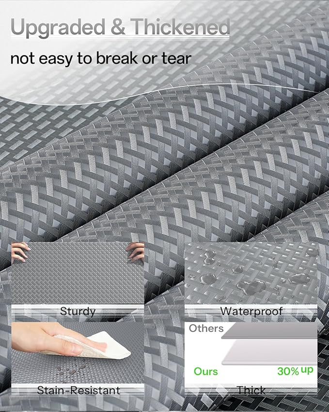 Shelf and Drawer Liner for Kitchen Cabinet, Non-Adhesive 12in x 240in Waterproof Contact Paper Refrigerator Liners Thickened Durable EVA Material Non Slip Mat for Dresser Cupboard Pantry Protector