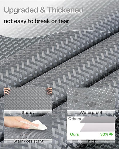 Shelf and Drawer Liner for Kitchen Cabinet, Non-Adhesive 12in x 240in Waterproof Contact Paper Refrigerator Liners Thickened Durable EVA Material Non Slip Mat for Dresser Cupboard Pantry Protector