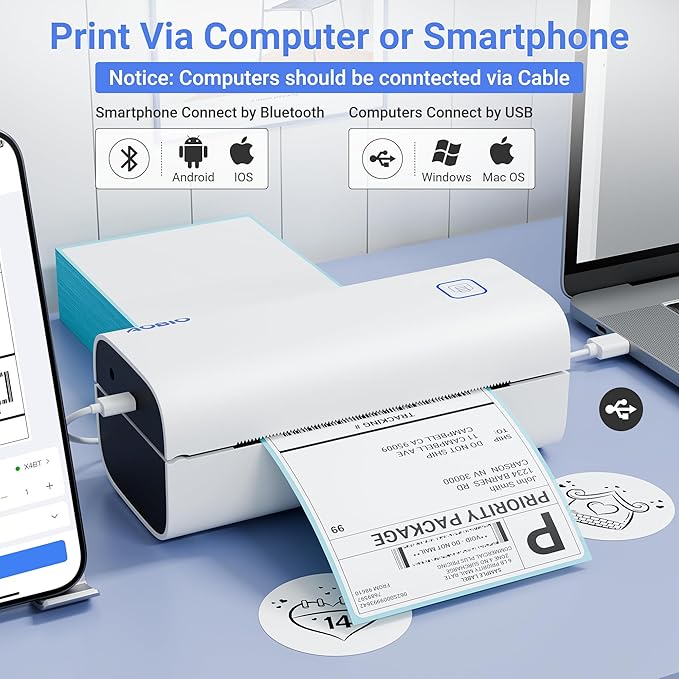 Thermal Shipping Label Printer - 4x6 Label Printer for Small Business - Desktop Barcode Printer