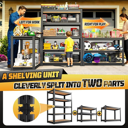 72" H Garage Storage Shelves 5-Tier,Garage Storage System Shelves Adjustable 2000LBS,Storage Shelving for Basement,Pantry,Kitchen,Warehouse,72" H x 35.4" W x 15.7" D