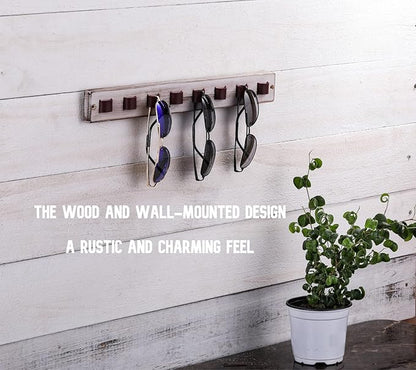 KELEQUI ZAP Sunglasses Organizer for Wall Rustic Home Decor Wood Eyeglass Display Farmhouse Wall Mounted Eyewear Rack Sunglass Holder for Multiple Glasses Unique Birthday Gifts for Dad Husband