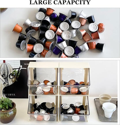 2 Pack Coffee Pod Holder, Creamer Holder for Coffee Bar, Plastic Sugar Organizer for Station, Kitchen Pantry, Home Office Storage Bins for K Cups, Tea Bags, Candy, Snacks (White)