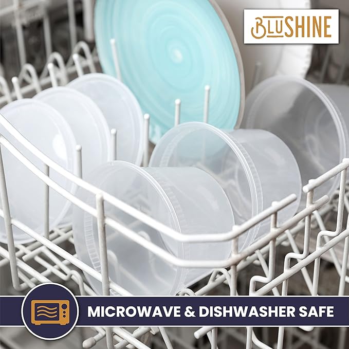 BluShine [36 Sets] 16 oz. Plastic Deli Food Storage Containers with Airtight Leak Proof Lids - Reusable -Microwave, Fridge, and Freezer Safe