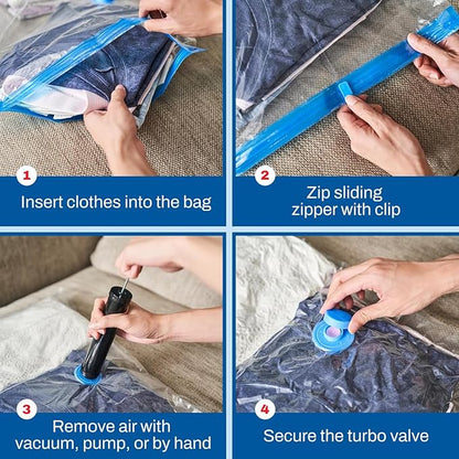 Spacesaver 2 Pack Jumbo Vacuum Storage Bags for Blankets & Clothes – Jumbo Vacuum Sealed Compression Bags with Hand Pump – Space Saver Storage Bags for Bedding, Moving, Travel & Organization